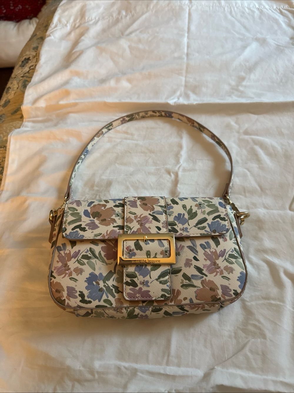 Nanette Lepore Avianne Floral Print Shoulder Bag with Gold Buckle